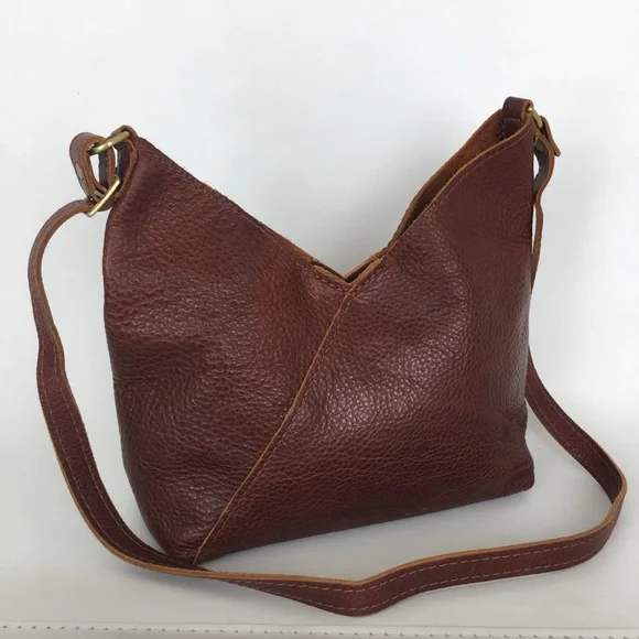 Portland Leather Goods Naomi Shoulder Bag Nutmeg Brown Pebbled Leather Crossbody
